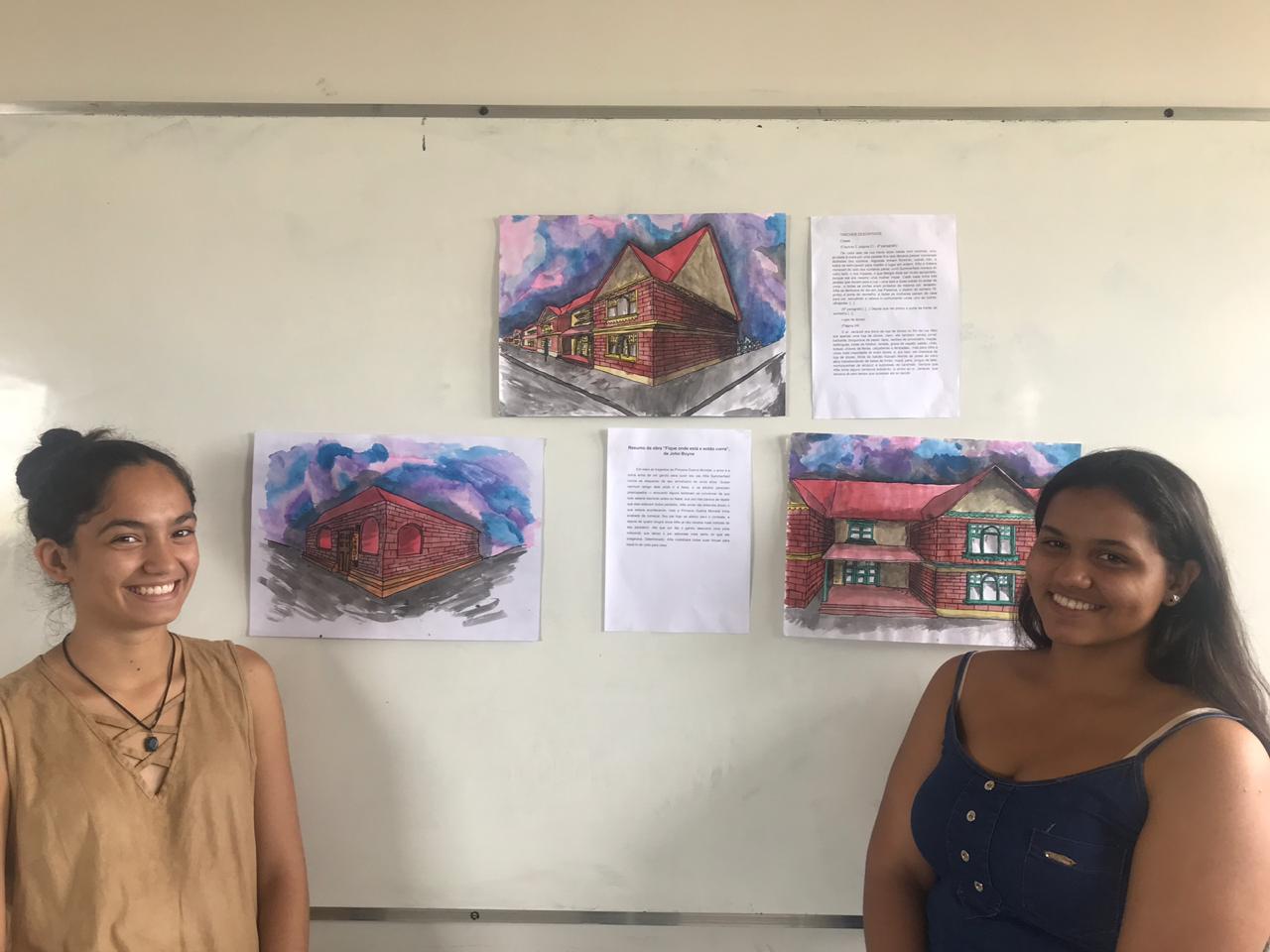 Apresentação dos desenhos dos alunos de Edificações